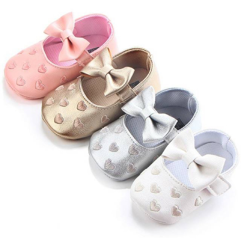 Sepatu Bayi Perempuan BORDIR LOVE 0 - 12 Bulan / Sepatu Anak Perempuan Murah
