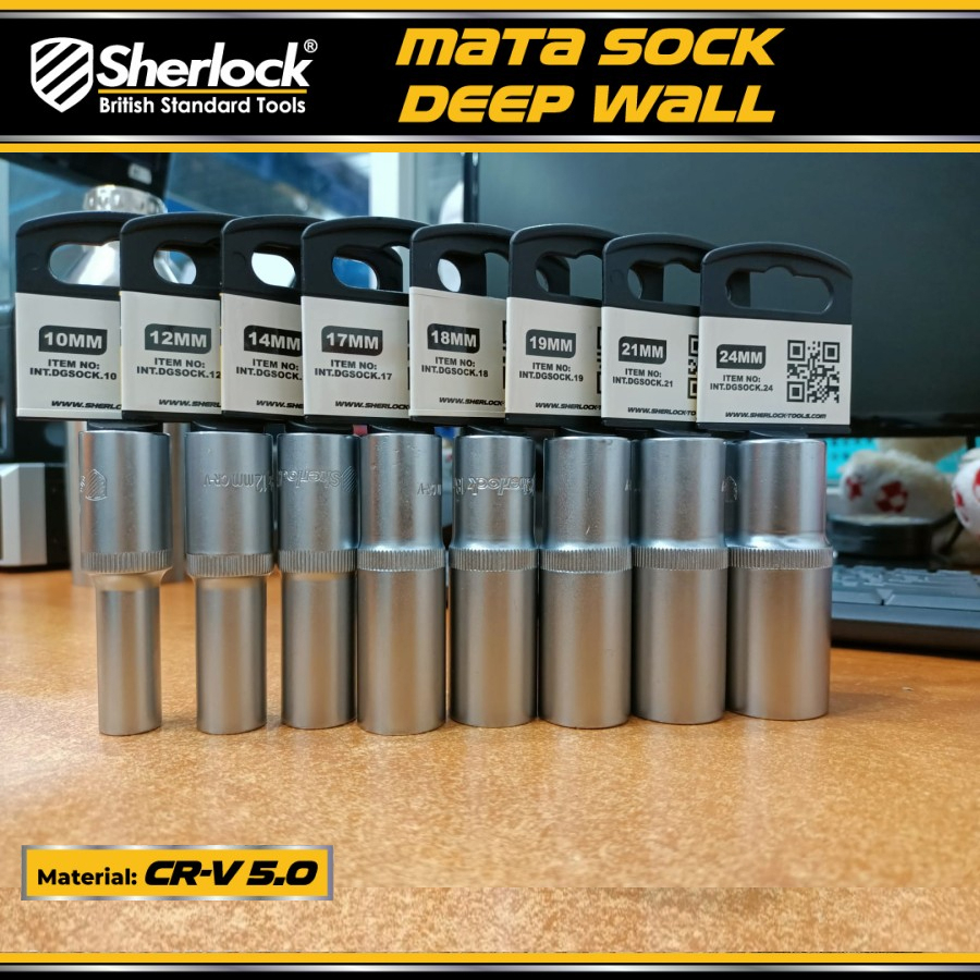 Mata Sok Panjang 10-19 mm 1/2 &quot; 6 PT/ Deep Wall Kunci Shock/Socket Sherlock