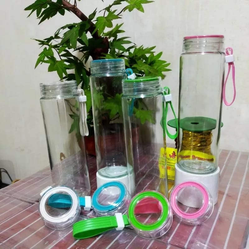 Botol Kaca Slim Bening Beling 400ML Tumbler Glass Termos Air Panas Dingin Souvenir Nikah