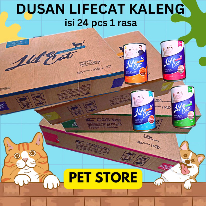 Instan: DUSAN LIFECAT KALENG 400gr isi 24 Makanan Kucing