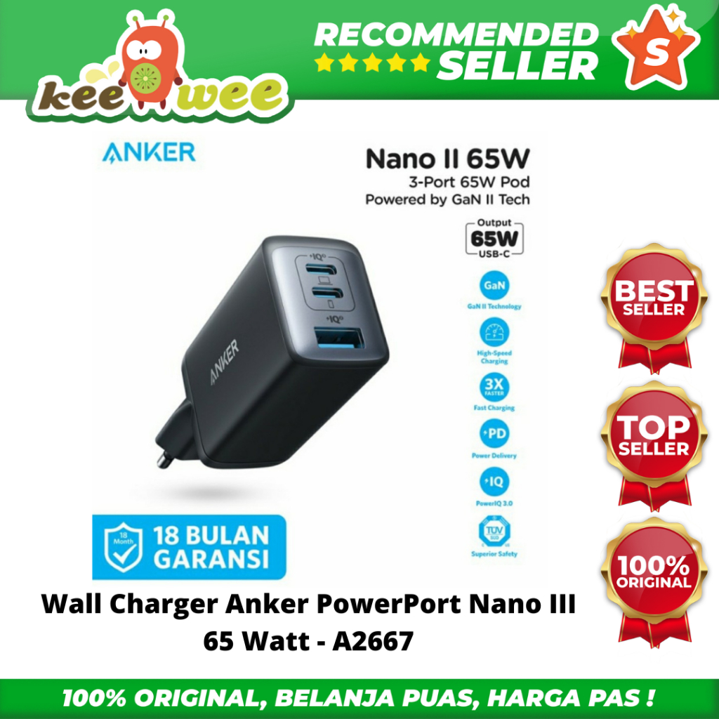 Wall Charger Anker PowerPort Nano III 65 Watt - A2667