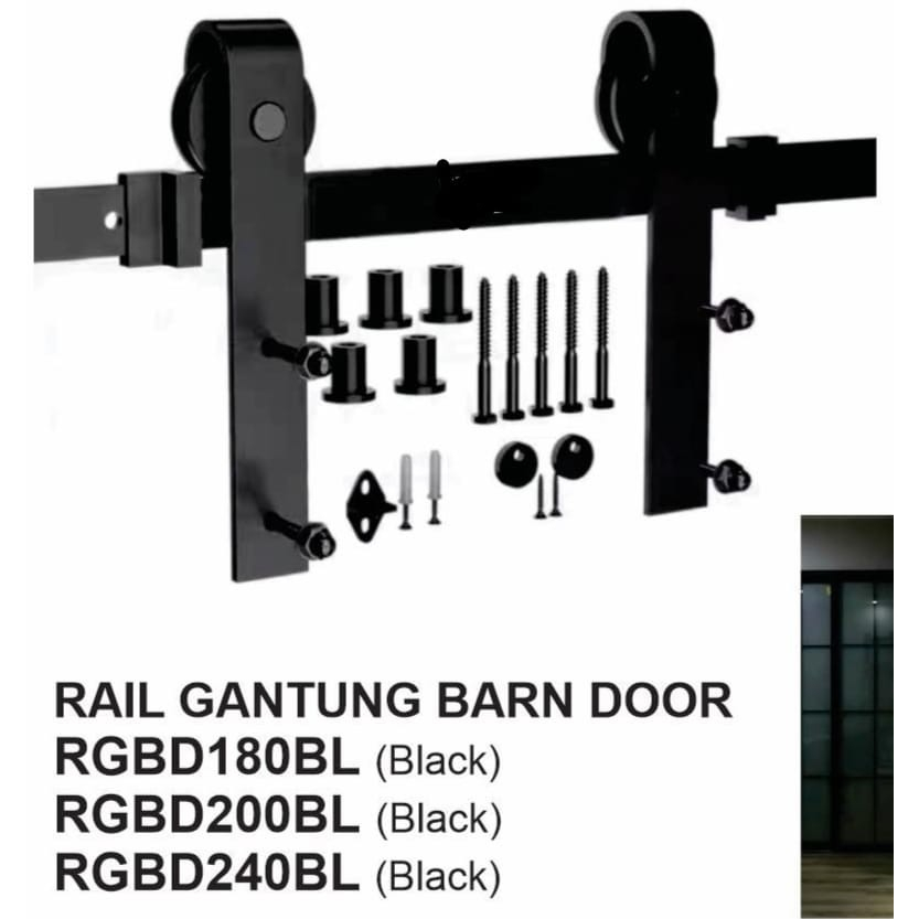 Rel gantung, rel pintu model gantung, rel pintu geser weldom uk. 1,8m