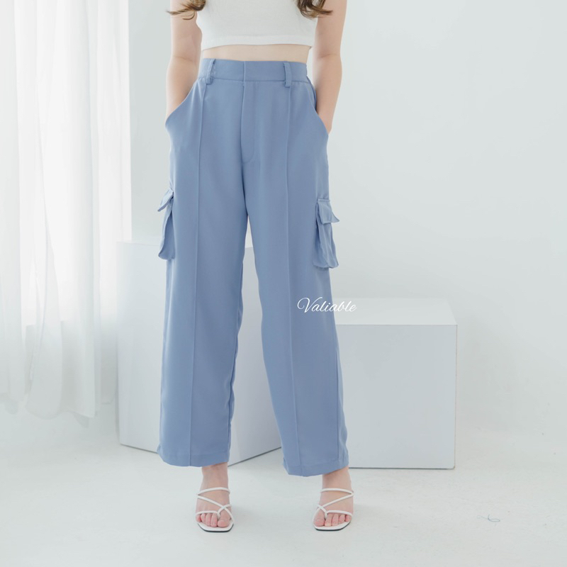 (M-XXL) Loona Cargo Highwaist Pants Polyester Valiable