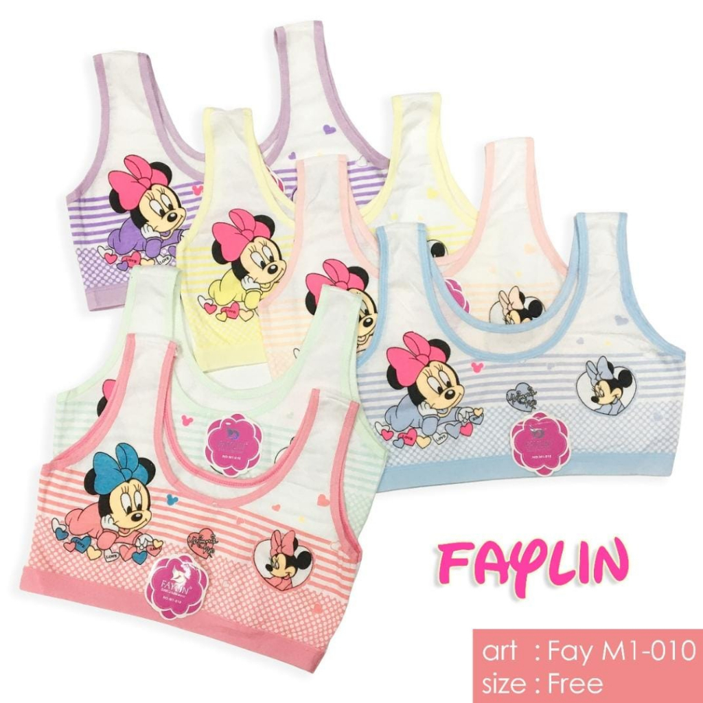 1 LUSIN | Miniset Anak Pelajar FAYLIN / Sablon Karakter MINIE MOUSE / Dalaman anak / Singlet anak