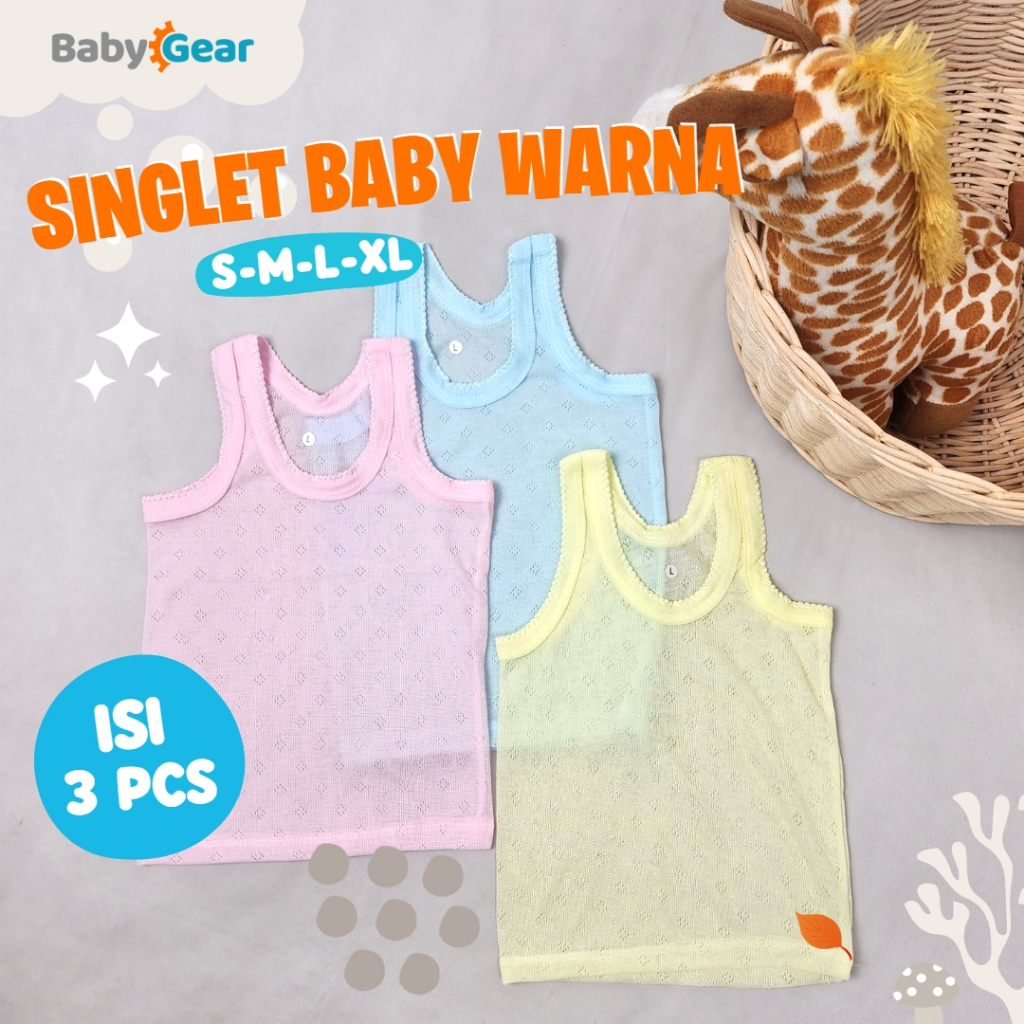 3 PCS Singlet Bayi Warna