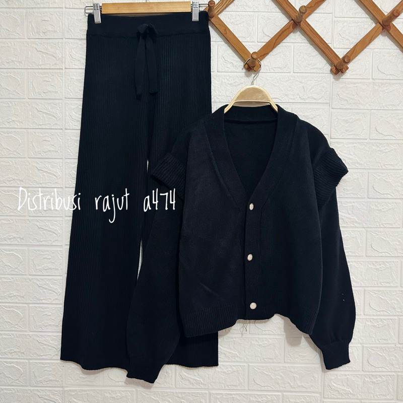 ONESET CARDIGAN RUFFEL SETTELAN CELANA KULOT WANITA