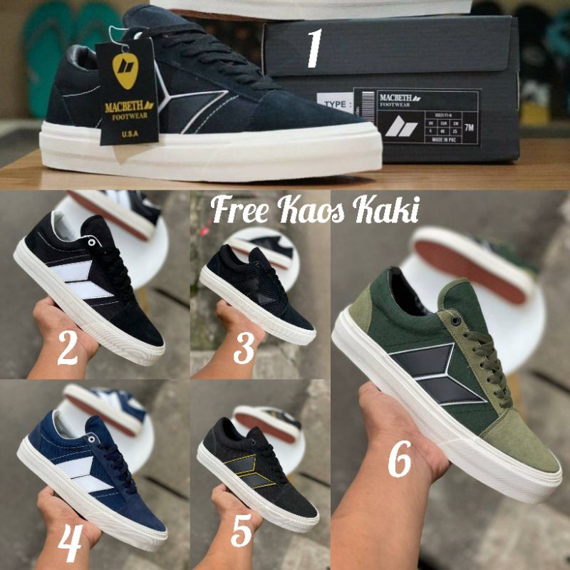 SNEAKERS MACBETH CLASSIC ENGLAND SIZE 39 - 43 SEPATU CASUAL PRIA HITAM ARMY NAVY
