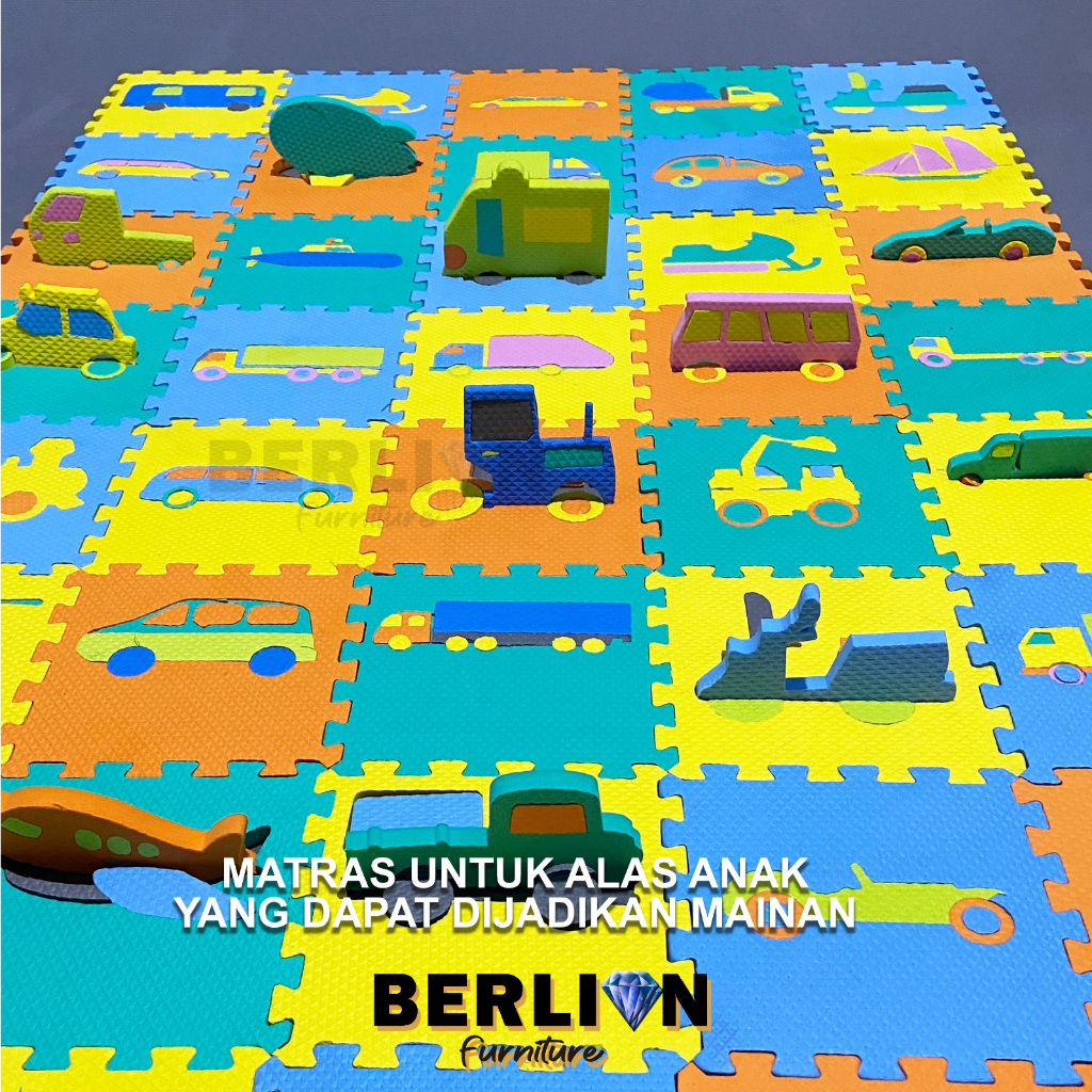 Matras Puzzle Transportasi  Uk 15x15 40 Pcs Tbl 1 Cm Mainan Edukasi/ Tikar