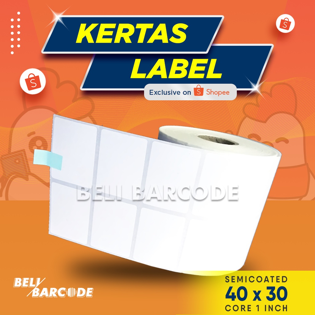 Stiker Label Semicoated 40 x 30 mm 2 Line isi 2.500 Pcs Cetak Resi