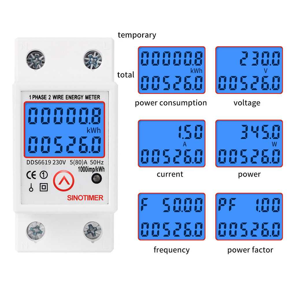 Meteran Listrik Digital Din Rail kWh Meter Single Phase 230V Port Layar LCD Materal Tahan Panas Berkualitas