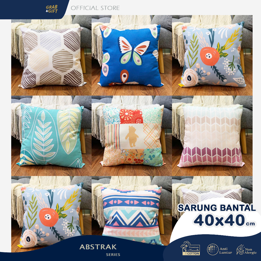 SARUNG Bantal Sofa Print 40x40 cm Motif Abstrak Pattern