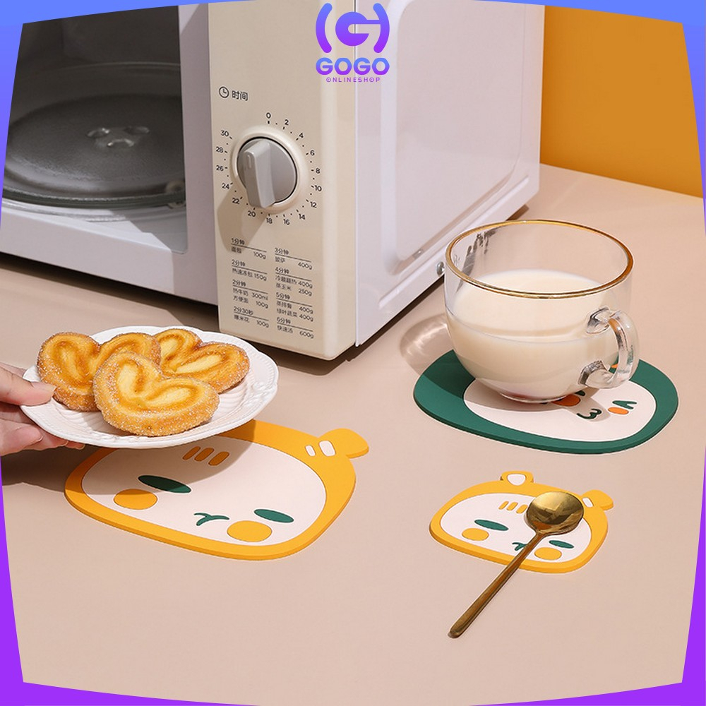 GOGO-C868 Tatakan Gelas Silikon Motif Karakter Lucu Tahan Panas Serbaguna / Tatakan Alas Panci Panas Placemat Anti Panas / Coaster Kartun Anti Licin Multifungsi Import