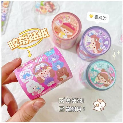

Toysgallery88 MOMO Stiker Roll Glitter Motif Karakter Cewek Korea Aesthetic Stickers