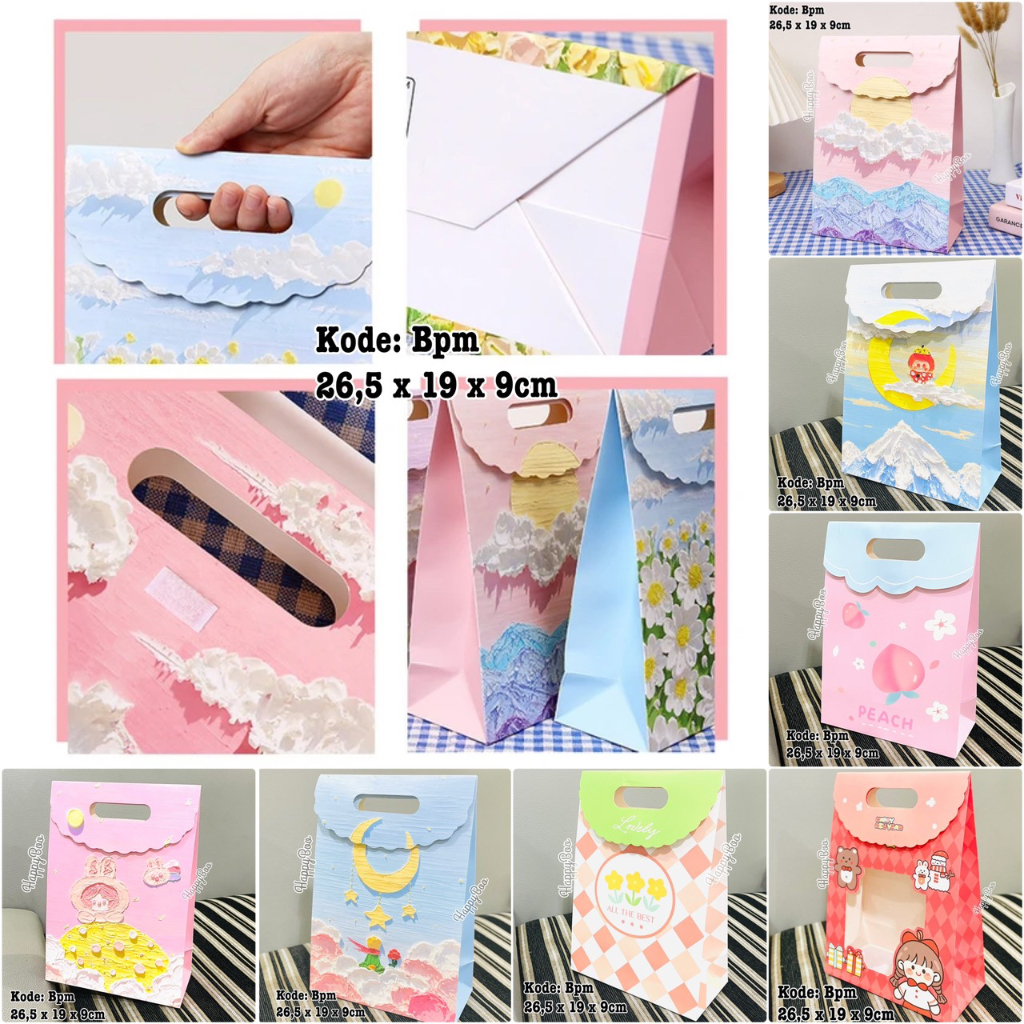 bag kado paper bag kado goodie bag tas kertas gift bag tutup pita bpm medium sedang 26,5x19x9 cm tas kado bag kado tutup bag pita import tebal