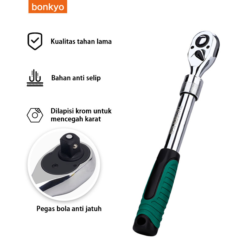 Bonkyo Perbaikan otomatis alat kunci soket 1/2 telescoping kunci pas ratchet drop cepat