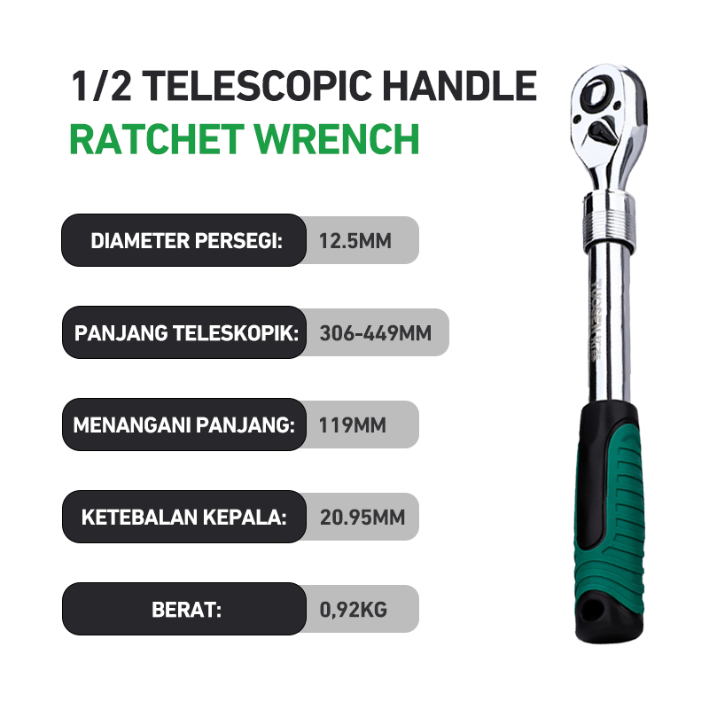 Bonkyo Perbaikan otomatis alat kunci soket 1/2 telescoping kunci pas ratchet drop cepat