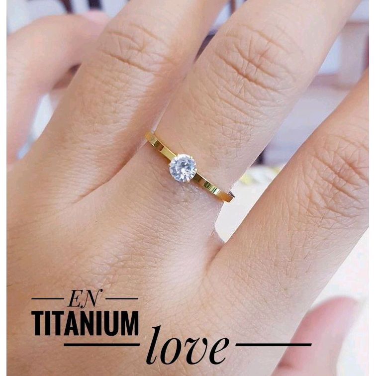 Cincin Titanium Simple Cantik permata satu 4658