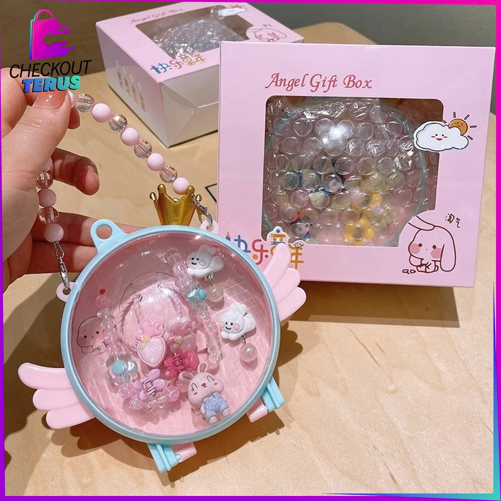 CT C876 Gift Box Set Aksesoris Perhiasan Motif Kartun Anak Perempuan Kalung Ikat Rambut Set Jepitan Rambut Karakter Hair Clip Kado Ultah Anak Import