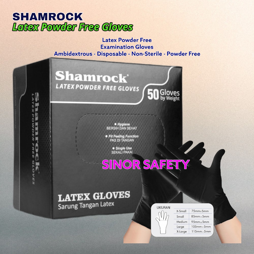 SHAMROCK Sarung Tangan Latex Gloves Non Powder isi 50pcs