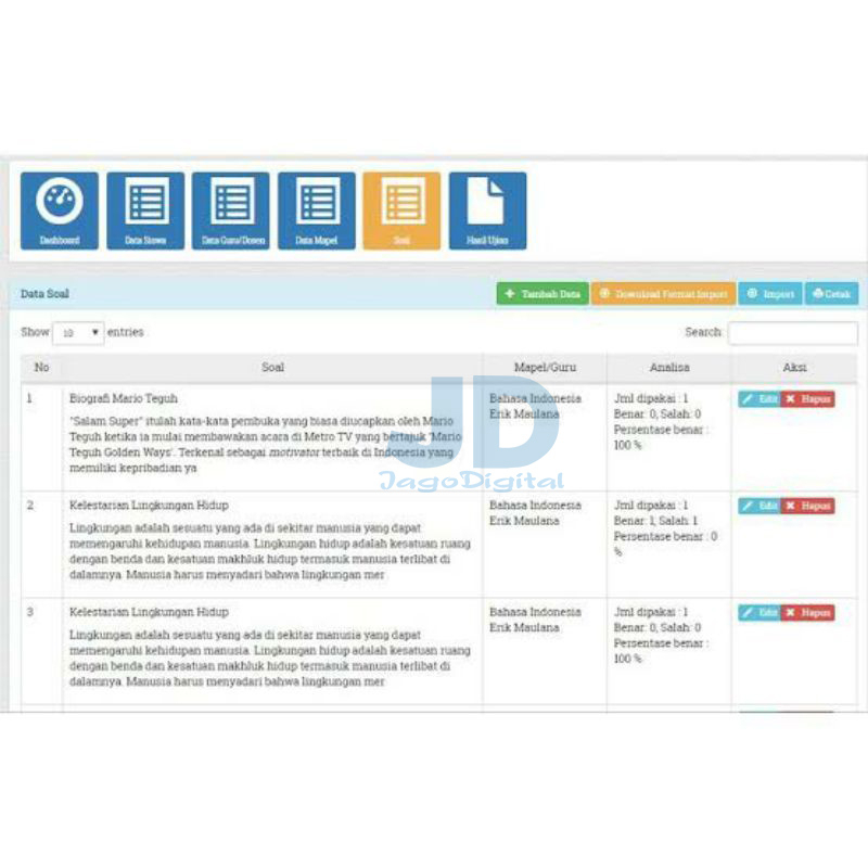 Software Aplikasi Ujian Online Cat Berbasis Web Bisa Offline/Online