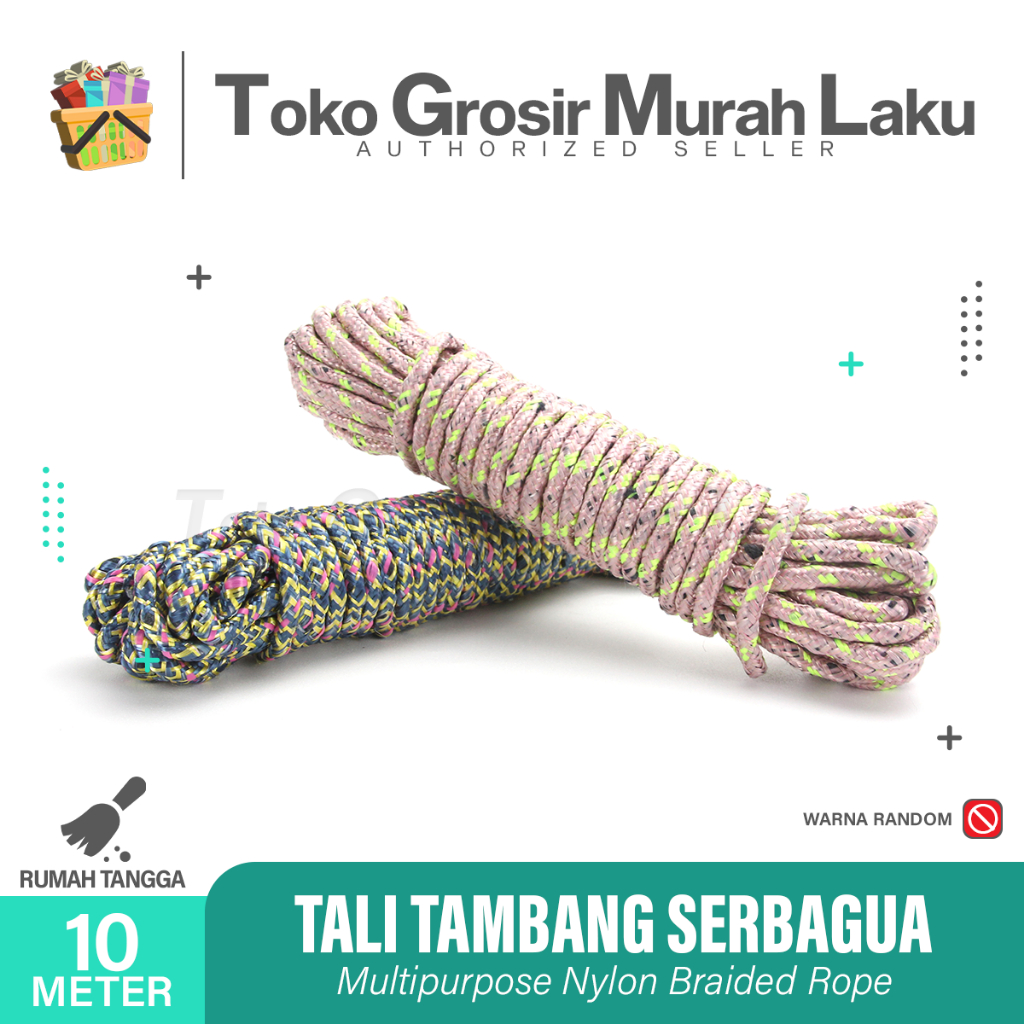 Tali Jemuran Nilon 10 Meter Anti Selip Nylon Warna-i Cantik Kuat Murah