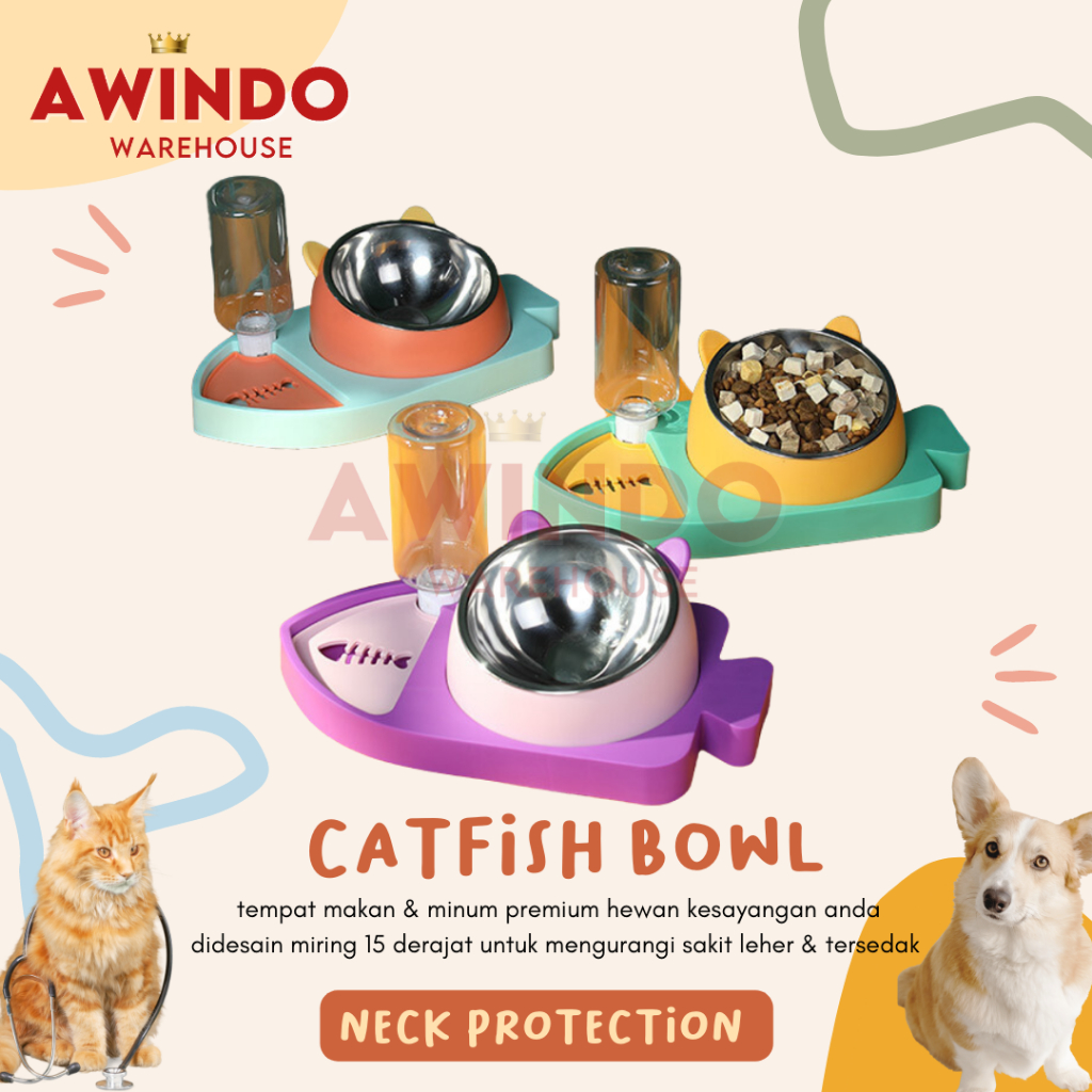 PLATE 24 CATFISH - Premium Tempat Piring Pakan Minum Makan Kucing Anjing Kelinci Pet Feeder Plate