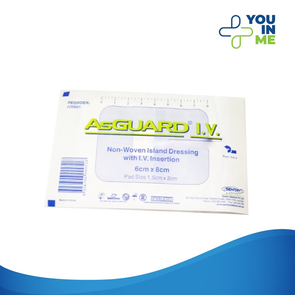Asguard IV non woven island dressing with IV insertion 6cmx8cm per