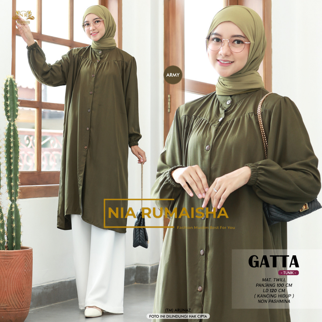 Gatta Tunik Twill Atasan Muslim Wanita Original Produk By Nia Rumaisha