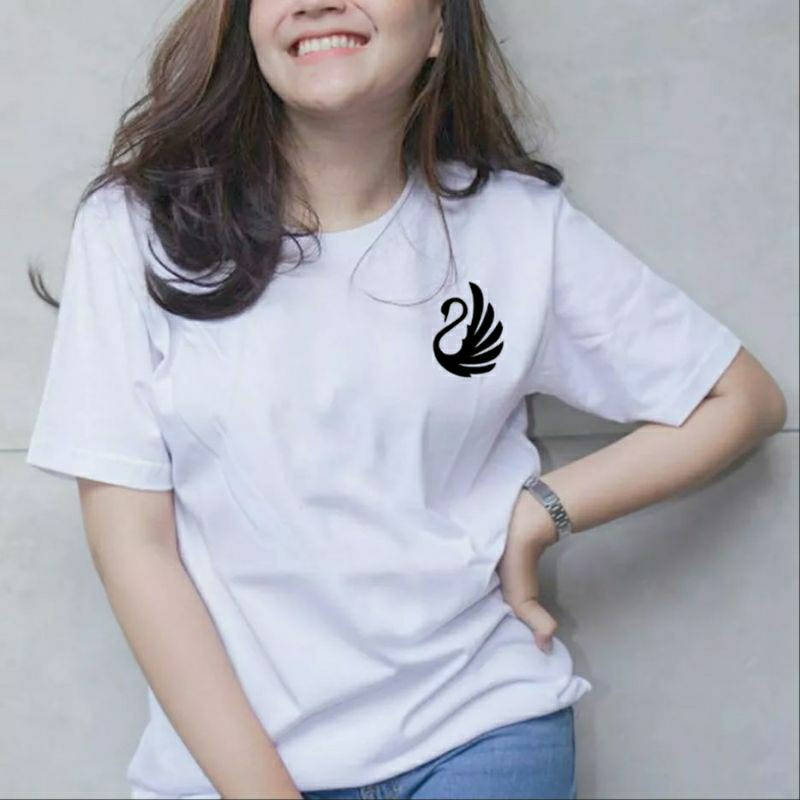 Kaos Oblong wanita logo Swan angsa cute