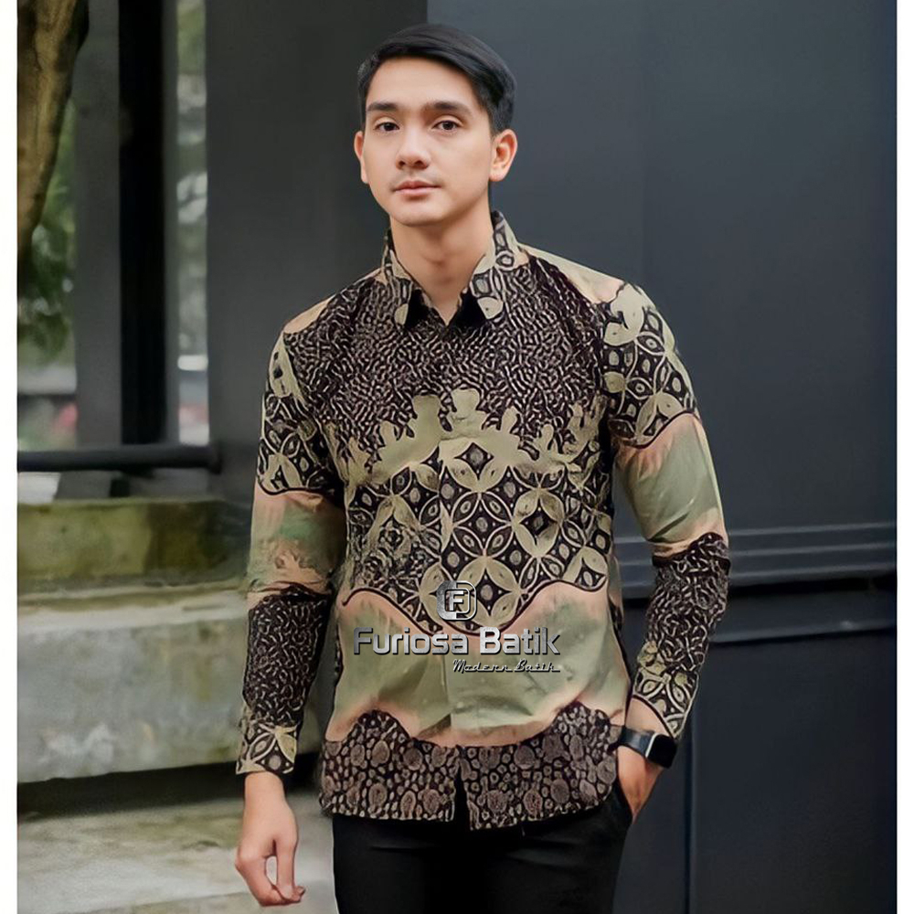 Furiosa Batik MAHESA MERAH Baju Batik Pria Lengan Panjang Batik Premium Modern ukuran size M L XL XXL