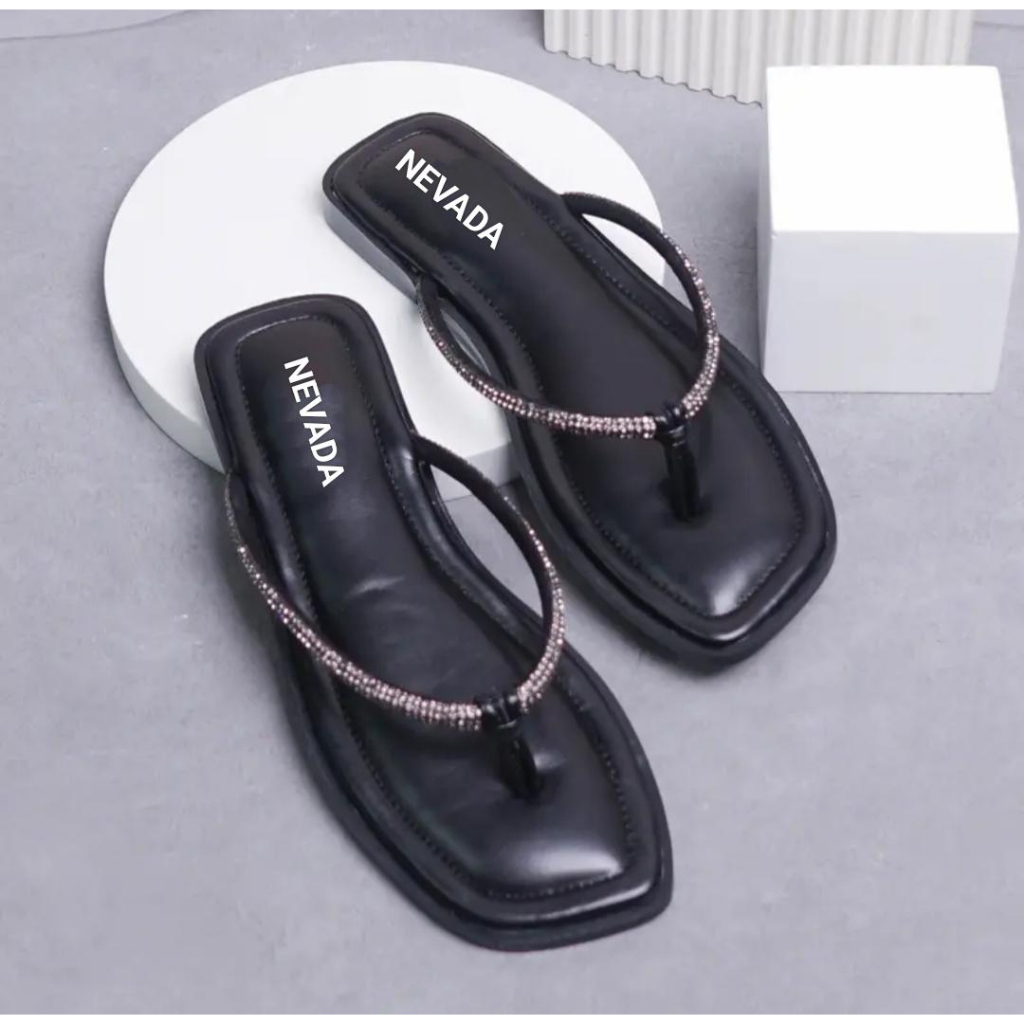 Sandal Wanita Jepit Blink Kristal Size 37 - 40 Sendal Teplek Flat Cewek Pergi Jalan Rumahan