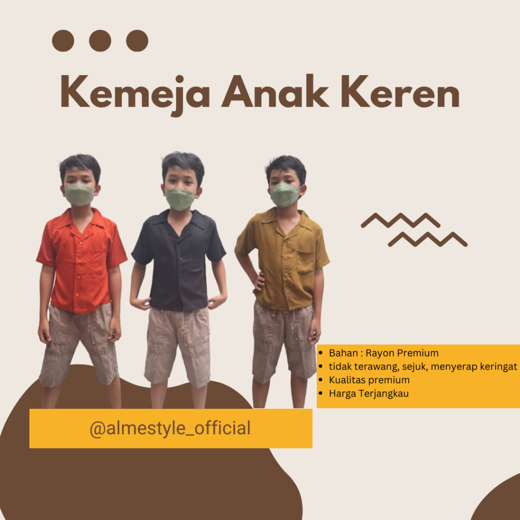 Kemeja Anak Rayon Polos / baju anak laki keren