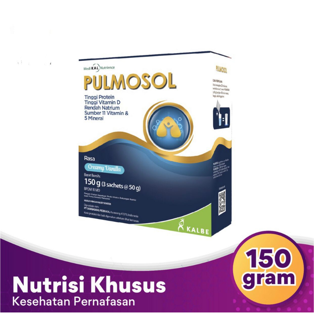 

PULMOSOL 150 gram - Nutrisi Khusus untuk Kesehatan Pernafasan