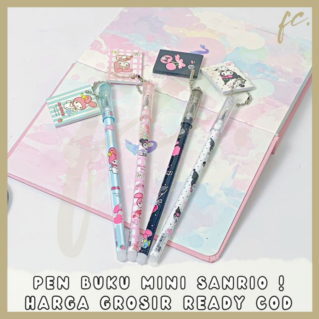 

GROSIR 4 / 8 / 12 pcs / 1 Lusin Pen / Pulpen / Bolpen Gel Gantungan Buku Mini Kecil Motif Kartun Sanrio Kelinci My Melody Kuromi Bunny Rabbit Kucing Lucu Tinta Hitam Souvenir Hadiah Anak Harga Grosir Ready COD