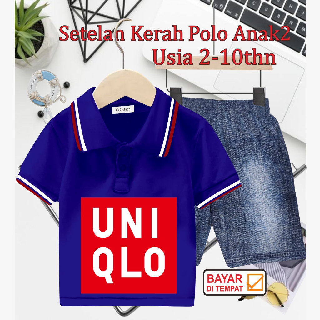 ((IB))SETELAN ANAK2 KERAH POLO SEMI JEANS/UN1GL0 DIGITAL SABLON