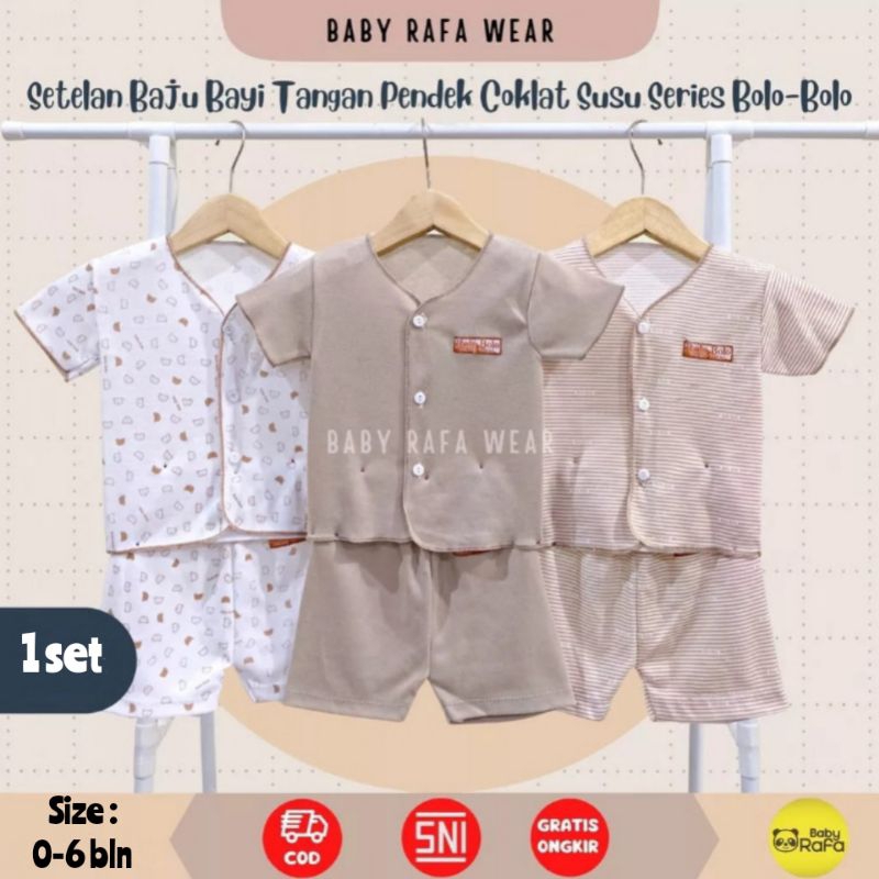 [rumahbayipdg] Stelan baju bayi 0-6 Month SNI || set baju bayi lengan pendek