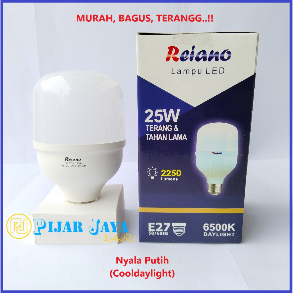 Lampu LED REIANO 25 watt Bohlam LED Rumah 25W Cahaya Putih Terang Murah Bagus