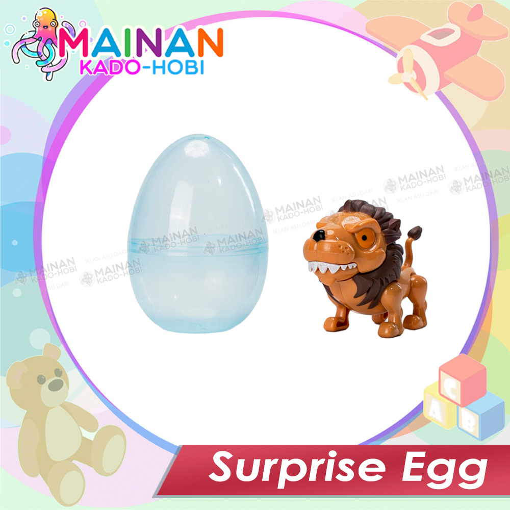 HADIAH ULANG TAHUN MAINAN ANAK SURPRISE EGG TELUR KEJUTAN KARAKTER ANIMAL SHARK LION DINO