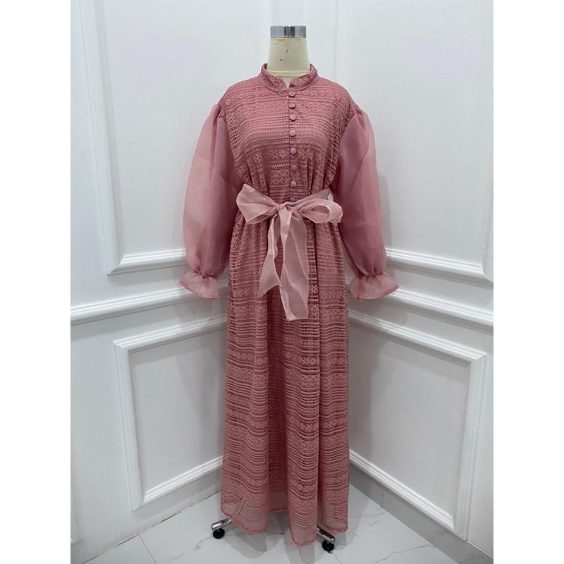 GAMIS LEBARAN BRUKAT TANGAN BALON ORGANZA CLARISA MEWAH MUSLIMAH ACARA PESTA GROSIR MURAH MODELLANO