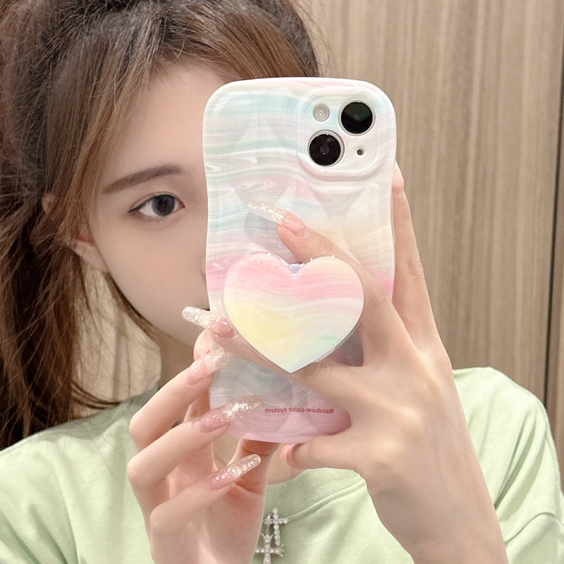 Milky Rainbow Heart Softcase Casing Case HP Lucu iphone XS XS Max XR 11 Pro Max 12 Pro Max 13 Pro Max 14 Pro Max
