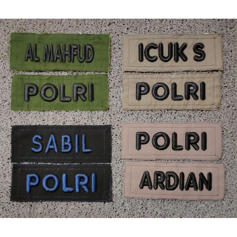 Bordir NAMA dan POLRI timbul