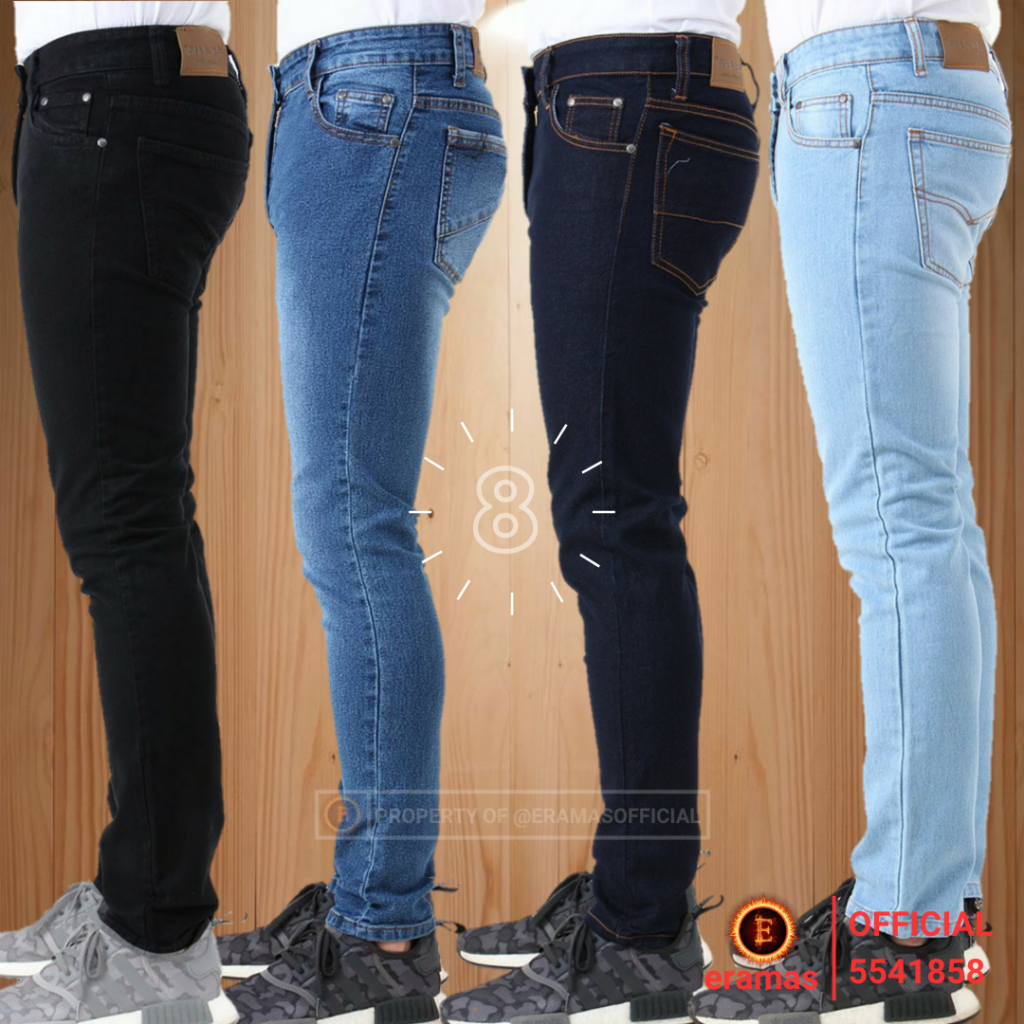 Celana Jeans Panjang Denim Pria Pensil Slim Fit Skinny Original Hitam Blue Biru Muda Tua Navy Item 1