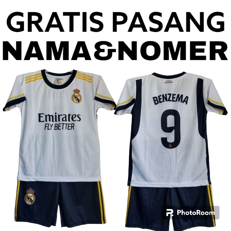 SETELAN BAJU BOLA ANAK REAL MADRID UMUR 5-12THN