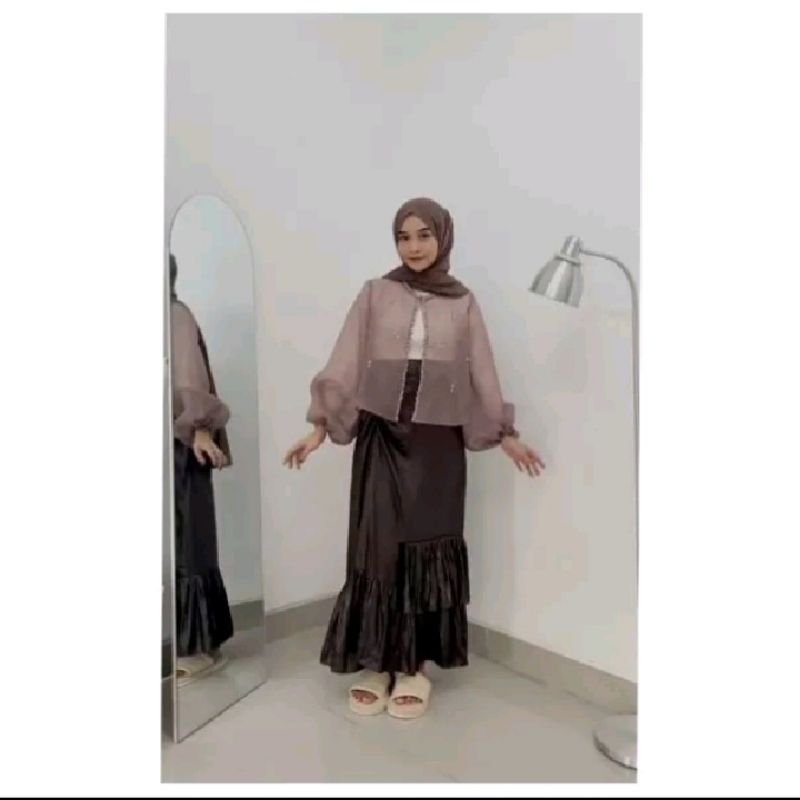 Outer organza premium/baju atasan wanita /baju pesta/baju kondangan crop/tunik organza kekinian