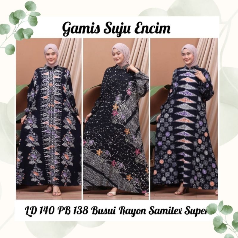 Gamis Batik ORI Encim Hitam Super Jumbo LD 140cm