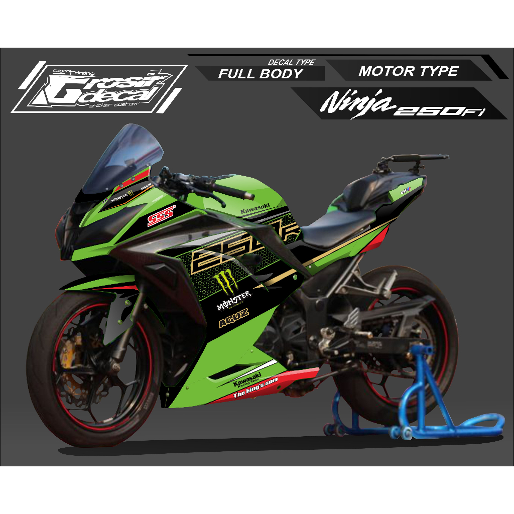 Sticker Stiker Ninja 250 Fi New Hijau Full Body Free Custom Stiker Ninja 250 Fi Full Body