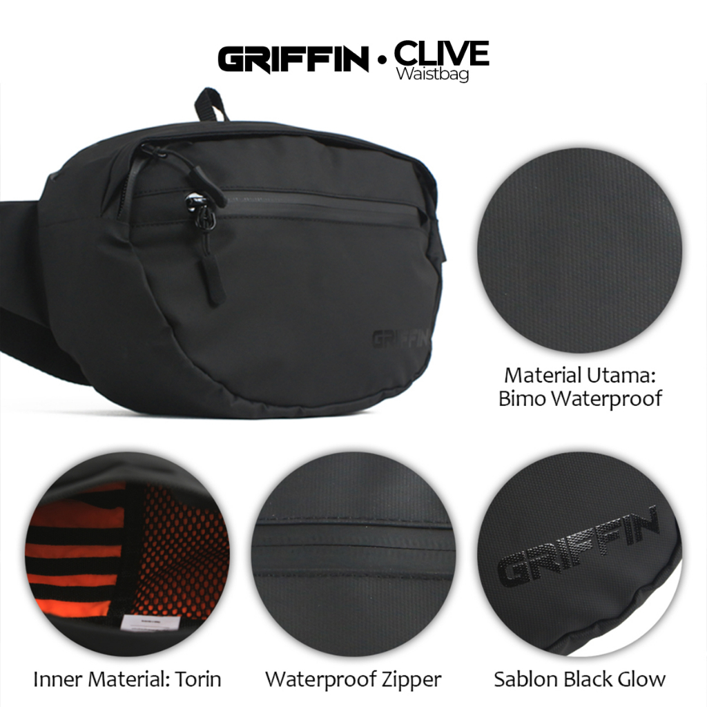 Tas Waistbag Pria Clive by Griffin Waterproof Keren