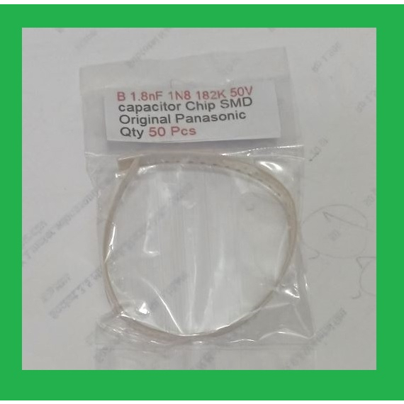 Qty 50 Pcs B 1.8nF 1N8 182K 50V capacitor Chip SMD Original Panasonic