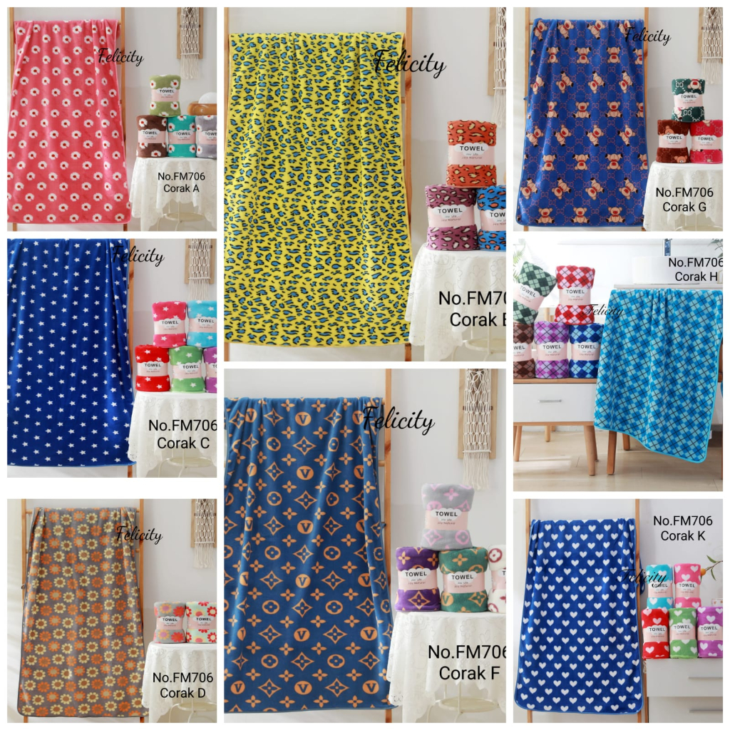 KUP - COD MURAH LAGI DISKON !! 2 PCS HANDUK MANDI DEWASA BERAGAM MOTIF - MULTICOLOR