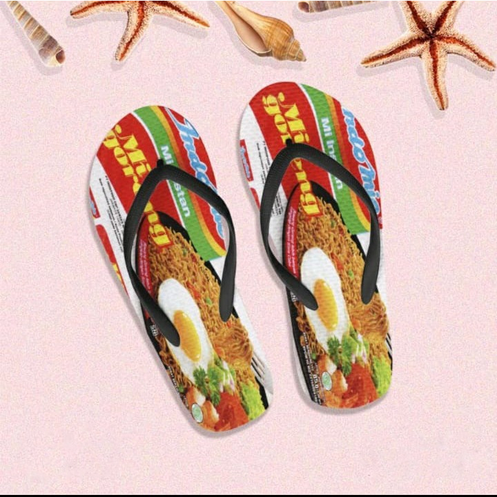 Sandal jepit printing Anak Mie instan UNISEX